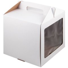 Коробка для торта с окном Белая 26х26х28 см 020230