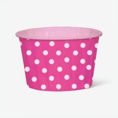 Капсула бумажная с подворотом Малиновая в белый горошек D50 H40 10 шт 41429,