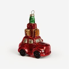 Игрушка ёлочная стеклянная "Автомобиль с подарками" YQL1506	