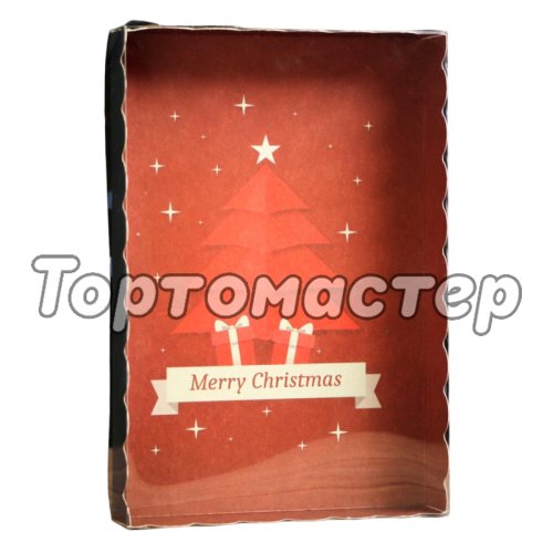 Коробка для сладостей с прозрачной крышкой "Merry Christmas" 22х15х3 см 5 шт 7068187