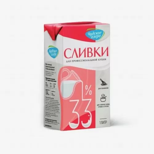 Сливки ультрапастеризованные Чудское озеро 33% 1 л 