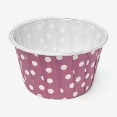 Капсула бумажная с подворотом Сиреневая в белый горошек D50 H40 1 шт Б-21		