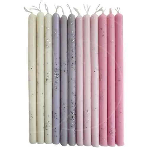 Свечи декоративные для бенто-торта Белый, розовый, сиреневый 12 шт 00091