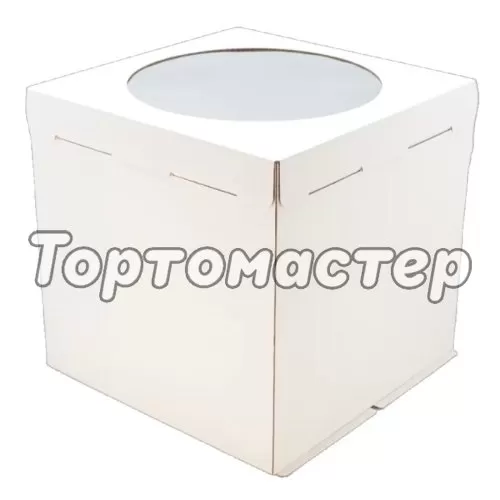 Коробка для торта с окном белая 36х36х36 см 2-8-6	