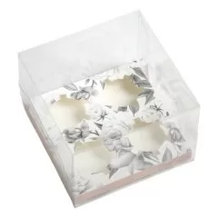 Коробка на 4 капкейка с прозрачной крышкой "With love" 16х16х11,5 см 6940265