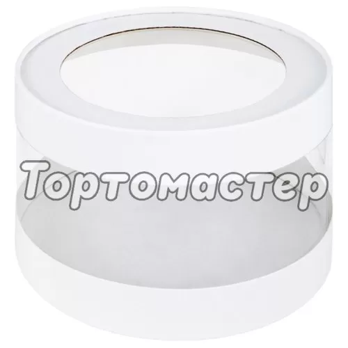 Коробка для торта белая с прозрачным окном 20х10 см 070030