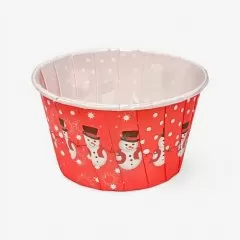 Капсула бумажная с подворотом D50 H40 "Снеговики" 1 шт Б-55 