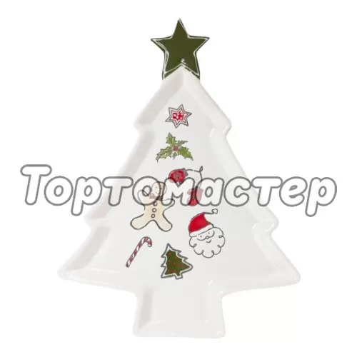 Тарелка керамическая "Новогодняя ёлочка" 37,5х28х2,5 см 10338143