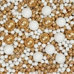 Посыпка кондитерская MIXIE "Диско-шарики белые с золотом" 45 г 