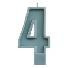 Свеча декоративная Цифра "4" Голубая 