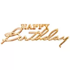 Топпер декоративный акриловый "Happy Birthday" Золото 03402
