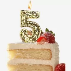 Свеча декоративная Цифра "5" Золотые пайетки 5572719