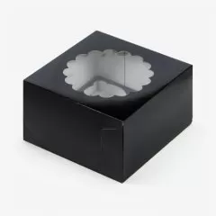 Коробка для сладостей с окном Чёрная 16х16х11 см 