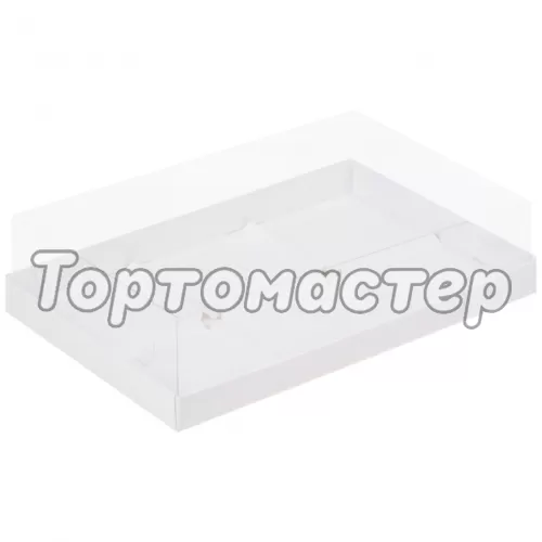 Коробка на 6 пирожных с прозрачной крышкой белая 30х19,5х8 см 070550
